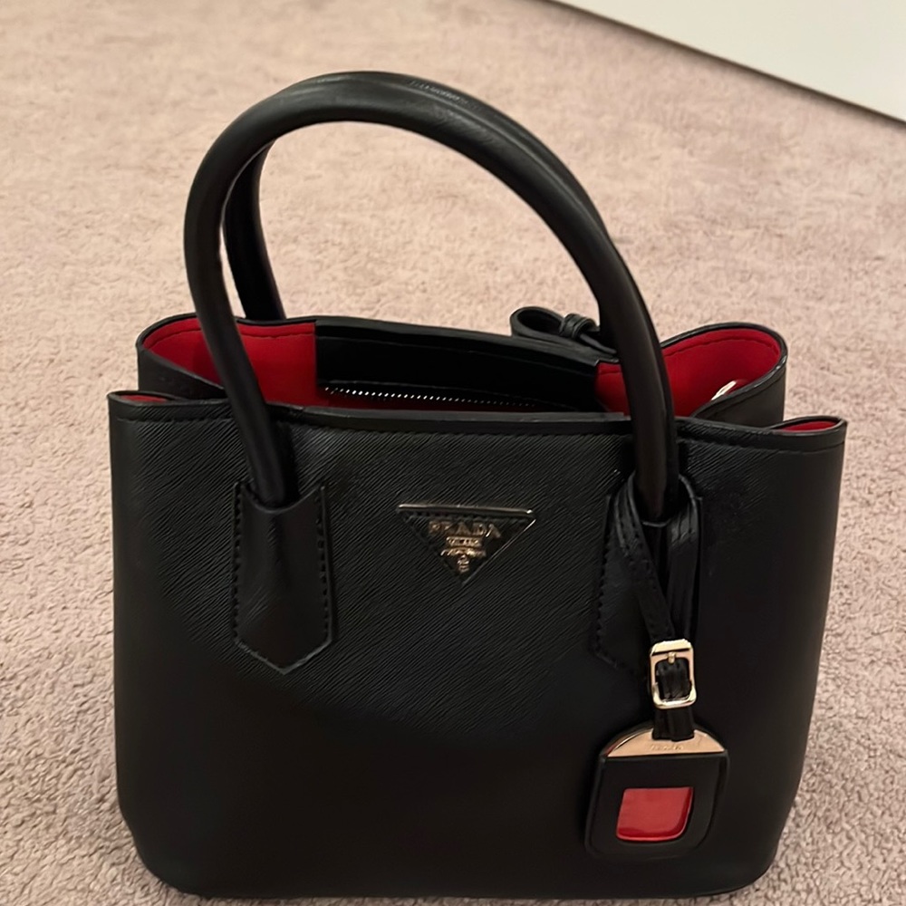 Black small top handle bag